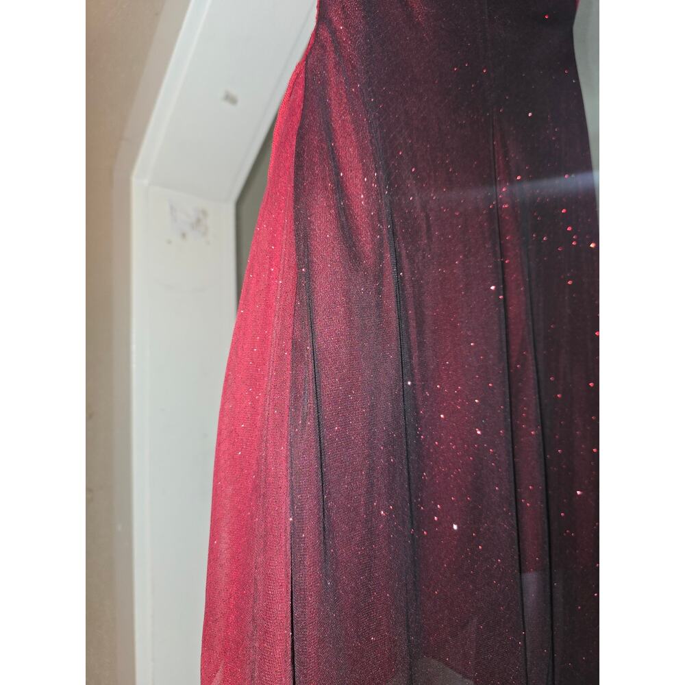 Teeze Me Red High-Low Dress Strapless Beaded Formal Prom Cocktail Evening Gown - Picture 7 of 13